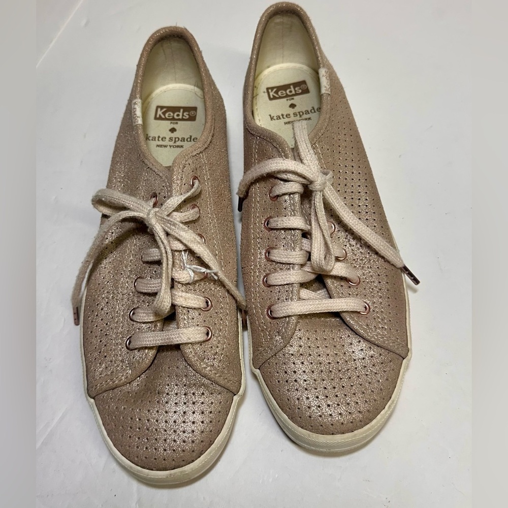 Keds for Kate Spade Kickstart Rose Gold Shimmer Sneakers Size 8